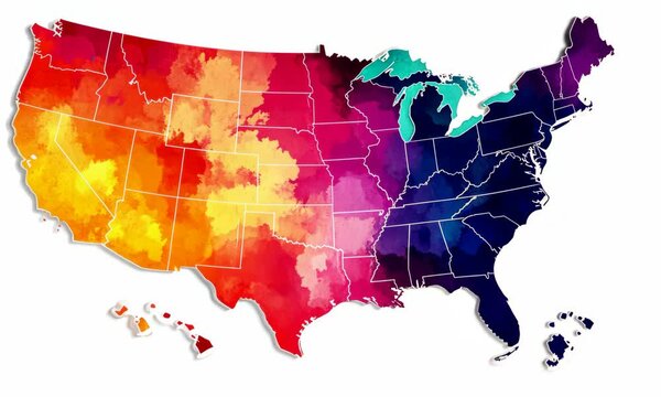 Dynamic climate map of the united states transitioning across seasons