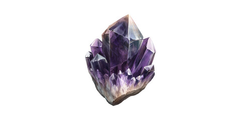 Fototapeta premium Amethyst Crystal Cluster. Symbol Of Healing And Spiritual Energy Isolated On Transparent Background