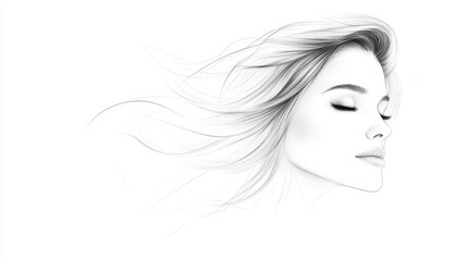 Abstract drawing of a woman's face art studio minimalist style soft lighting close-up perspective