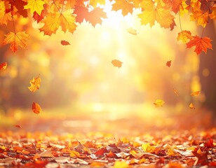 やさしい光に包まれた秋の風景イラスト