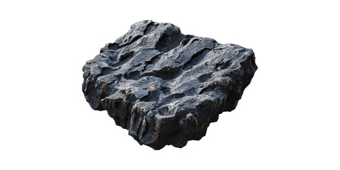 Rugged Black Rock. Natural Stone Texture For Geology And Construction Isolated On Transparent Background