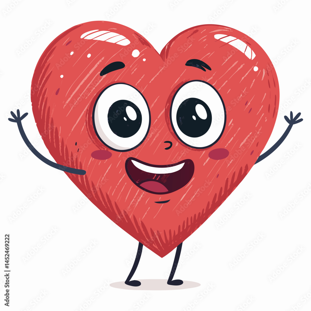Aufkleber create a vector graphic of a cute, smiling heart with a bold, thick outline. ensure the heart is eas