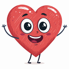 Create a vector graphic of a cute, smiling heart with a bold, thick outline.  Ensure the heart is easily scalable and has a friendly, cartoonish style.