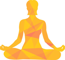 Colorful yoga day pose. Yoga pose with lowpoly pattern vector isolated.