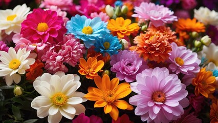 "Handcrafted Floral Wall with Vibrant Chrysanthemums in Red, Orange, Pink, Purple, Green, and White &ndash; Wedding Decor Backdrop"