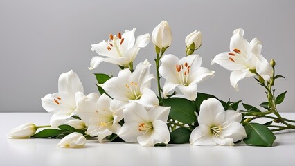 "Panoramic View of Jasmine Flowers on a White Surface"