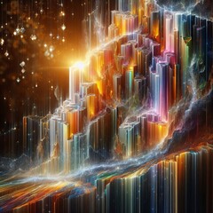 Liquid light cascading down a multi‑colored