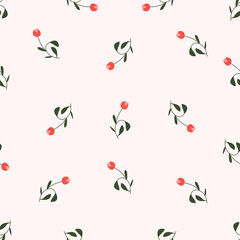 Seamless floral pattern. Idea for fabric, tablecloth pattern, wrapping paper, gift paper. Print ditsy. Motives are scattered randomly. Flower pattern background. cute pattern.