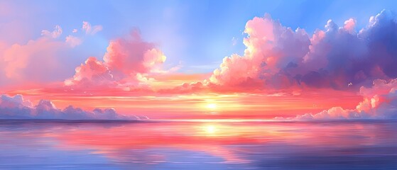 Obraz premium Serene Sunset Over Calm Waters