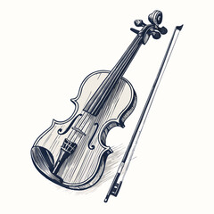 Obraz premium Create a vector illustration of an antique violin with bold black strokes, emphasizing detail and texture. The style should be clean and modern.