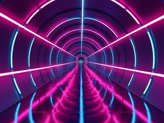 Futuristic Corridor with Purple and Blue Lights