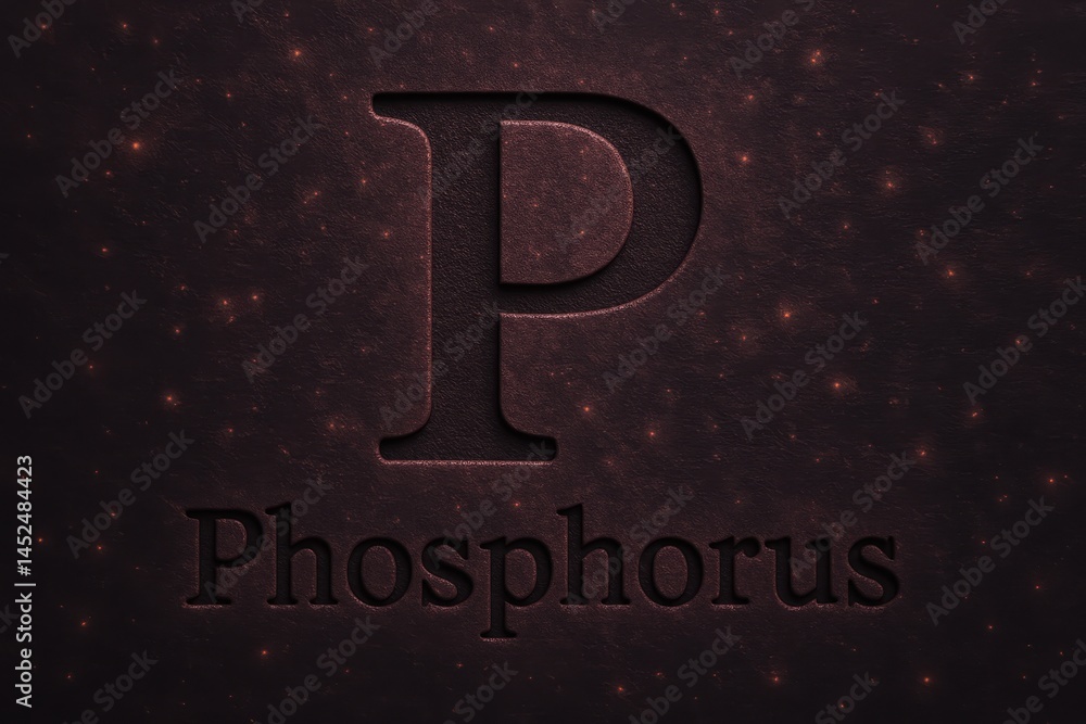 Aufkleber phosphorus element symbol with glowing particle background and dark textured surface