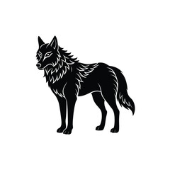 vector illustration of a wolf silhouette on white background.