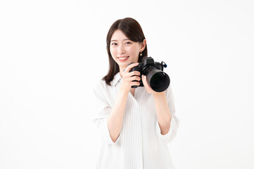 カメラを持つ女性