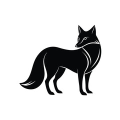 vector image of a fox silhouette on white background.