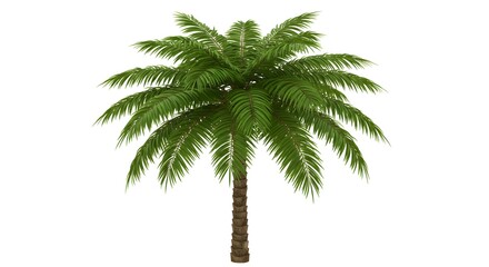 Palm Tree with Fronds on White Background