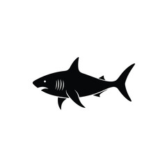shark isolated on white background.Shark Silhouette Illustration – Ideal for Sports Teams, Logos, and Marketing