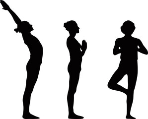set of yoga silhouette