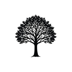 tree isolated silhouette on white background.Elegant Tree Vector Perfect for NatureThemed Designs and Projects.
