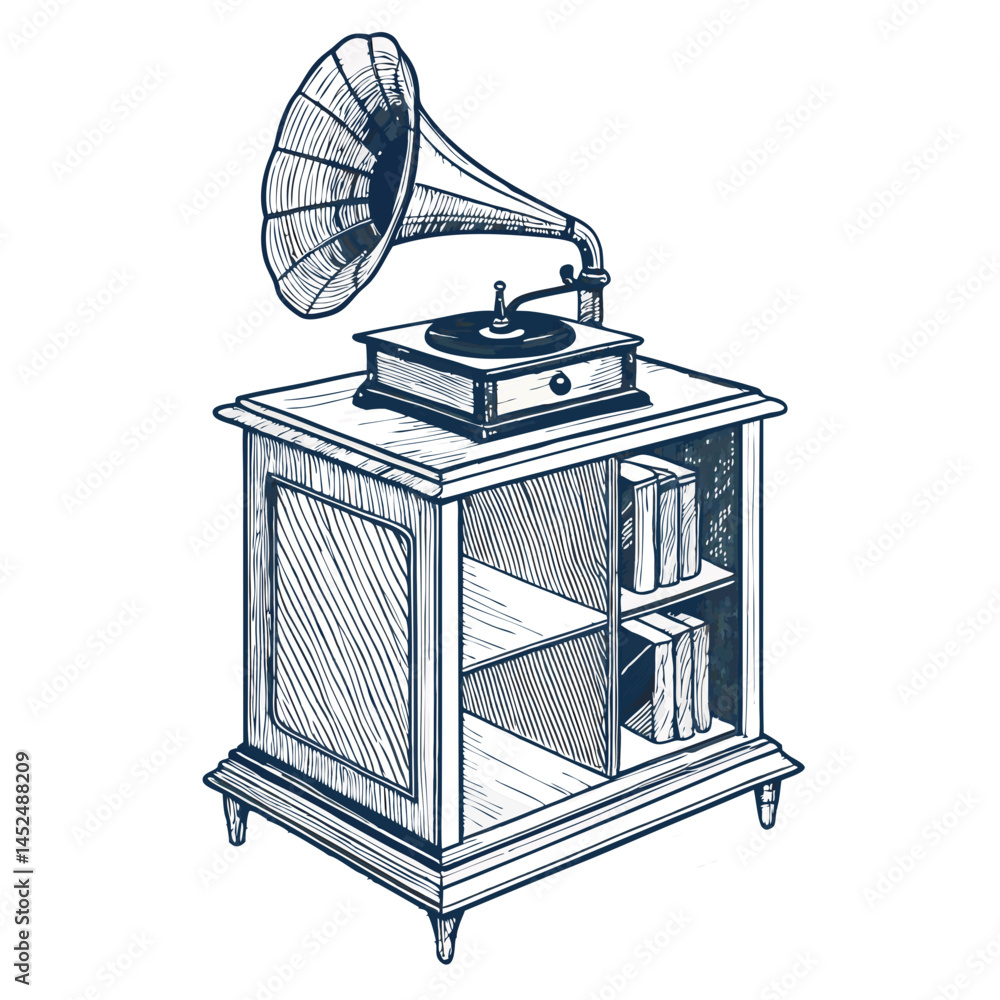Poster create a bold, vector illustration of a phonograph record, emphasizing a thick, strong outline. the 
