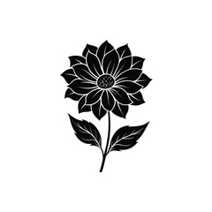 Beautiful flower black silhouette vector illustration.Silhouette Flower collection Design.