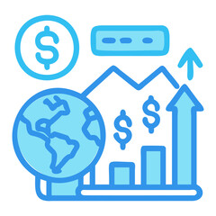 Global economy growth analysis and financial market investment strategy for business and trade success isolated on transparent background