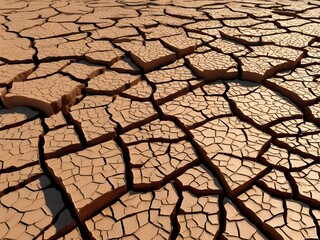 Cracked Earth Landscape with Arid Dry Ground