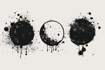 Striking monochrome vector design of bold black ink spots and splatters isolated on white background. For modern design projects, texture or decorative element, creative and striking design.