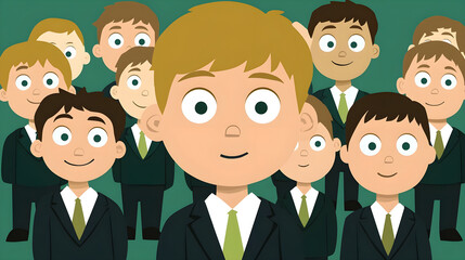 Group of Cartoon Businessmen with Different Expressions and Poses