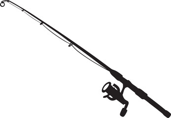 Obraz premium Fishing rod icon silhouette vector illustration isolated on white background