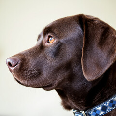 Fototapeta premium profile of a chocolate labrador retriever with attentive gaze