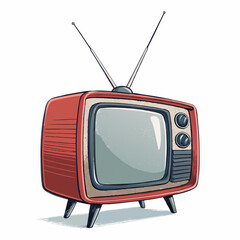 Create a vector illustration of a bold, retro television set with a thick, black stroke.  The style should be reminiscent of 1950s or 60s design.