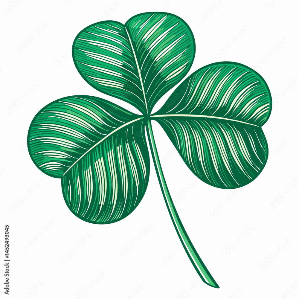 Poster create a bold, vector illustration of a single shamrock leaf with thick, black strokes. ensure clean