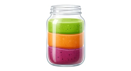 Smoothie Jar with Three Flavors in Pink Orange Green