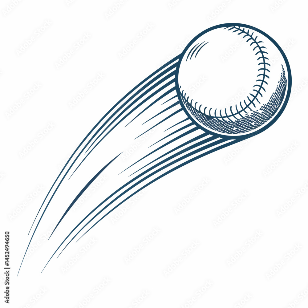 Poster create a vector illustration of a snowball in flight, featuring a bold, thick black outline and a st