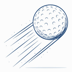 Create a vector illustration of a snowball in flight, featuring a bold, thick black stroke outline.  The snowball should appear dynamic and fast-moving.