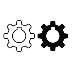 gear icon vector with line art style and bold style on white background