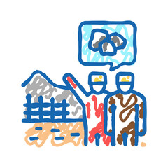construction supervision and monitoring icon doodle illustration