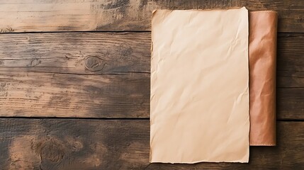 Overhead View of Blank Paper and Pen on Dark Wooden Surface