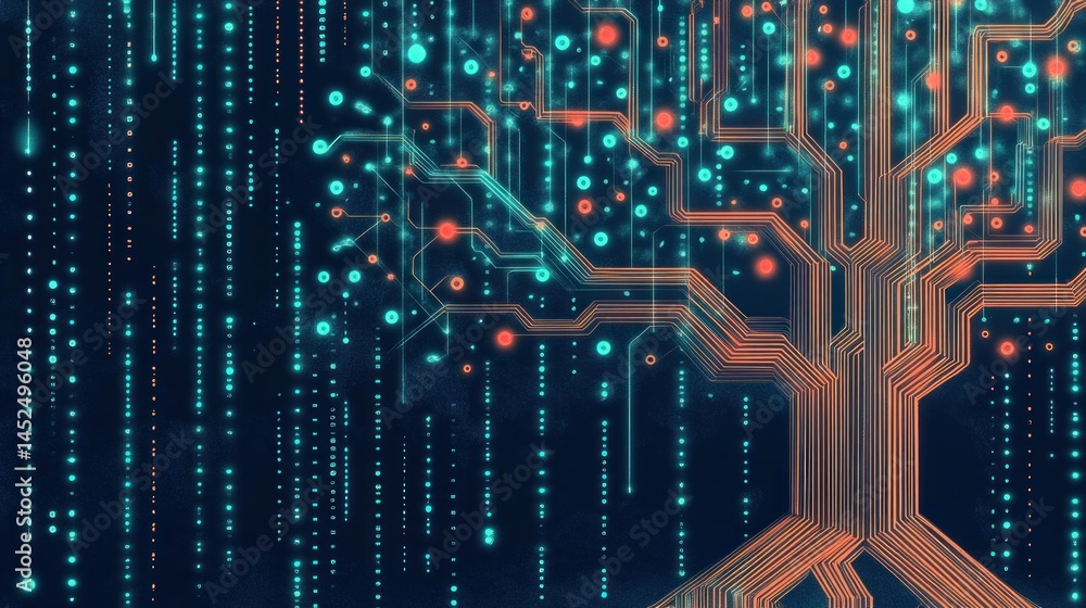 Aufkleber digital tree of interconnected circuits