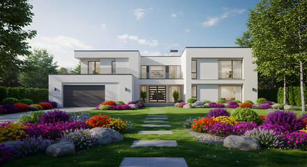 Modern Residence With Landscaped Gardens And Pathway Architecture Exterior