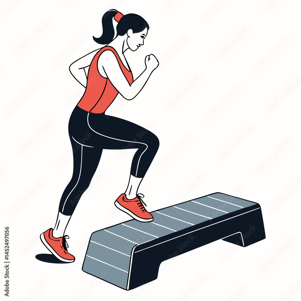 Poster create a bold vector illustration of a simple, single-step platform, suitable for architectural or d