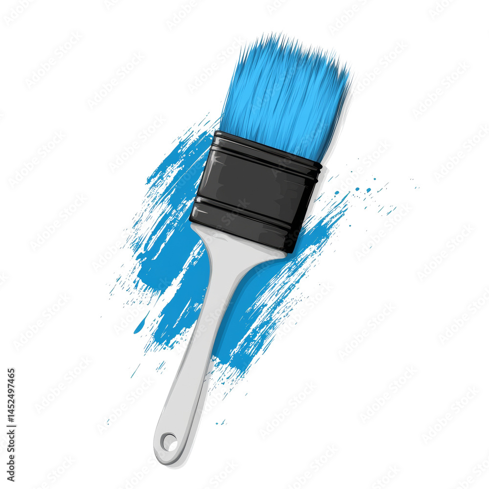 Poster vivid blue painting brushstroke concept, artistic creation with transparent design element