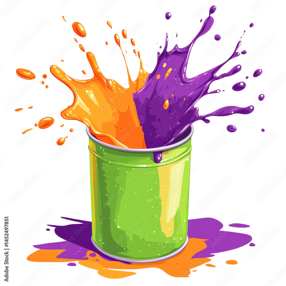Poster Dynamic colors exploding from a vibrant container, creating a captivating visual splash