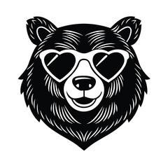 bear icon heart shaped sunglasses vector art 
