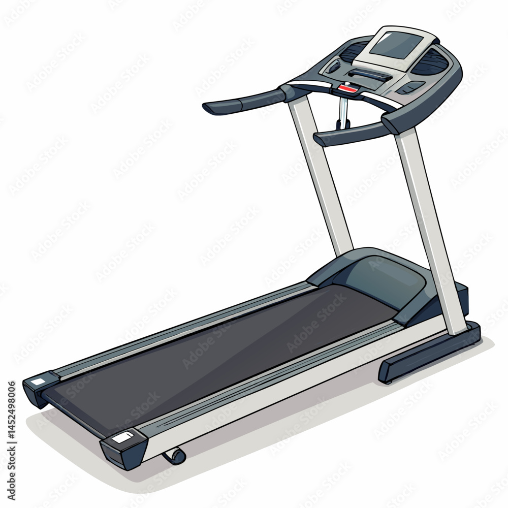 Poster create a bold, vector illustration of a modern treadmill with continuous lines, emphasizing its slee