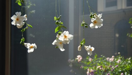 Aroma of minngkwan dry jasmine blossoms floating in sunlight indoor space floral photography serenity