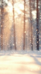 Peaceful Pine Forest with Snowy Ground and Sunlight