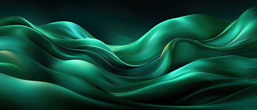 Flowing green waves create an abstract textured design with dark and light shades