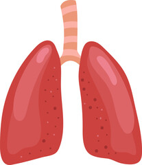 Cartoon illustration of healthy human lungs showing the trachea and bronchi, representing the respiratory system and the process of breathing, essential for human life